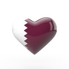 Qatar heart flag. 3D rendering