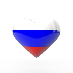 Russia heart flag. 3D rendering