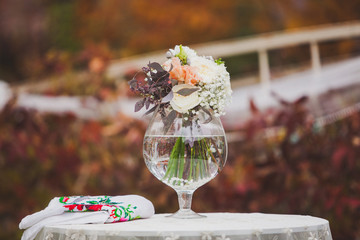 Flowers decorate a beautiful wedding
