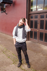 Hipster Male Fashion Portrait Outdoors