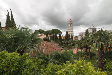 Fototapeta na wymiar Piazza dei Miracoli Torre di Pisa vista dalle mura