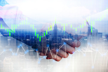 Business partners handshake after agreement or contract conclude, abstract image