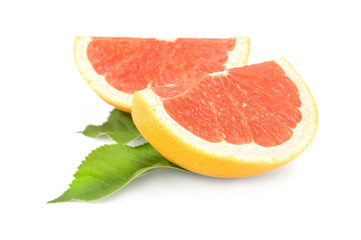 Fototapeta na wymiar Two slices of grapefruit isolated on white background cutout