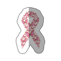 breast cancer symbol with beautiful butterflies, vector illustration design