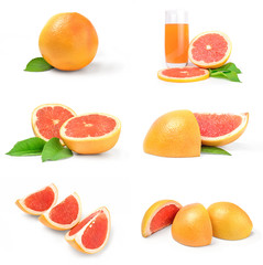 Collage of grapefruit isolated on white