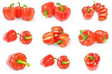 Collection of paprika on a white background clipping path