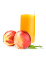 Fresh peaches fruits isolated on a white background cutout