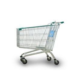 Empty shopping cart isolated on white background with clipping path.
