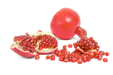 Pomegranate slices isolated on a white backgrount