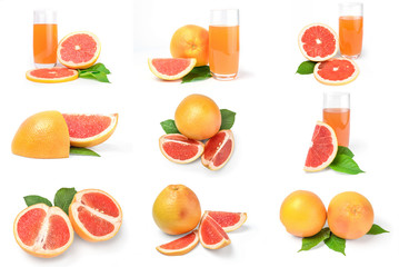 Collage of grapefruit isolated over a white background