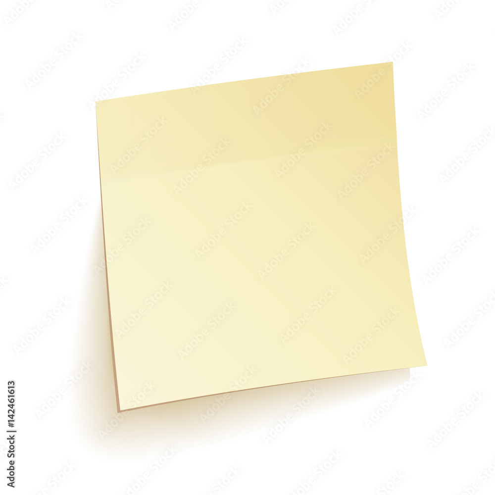 Poster paper work notes isolated vector. colored sticker bank with curl corner