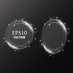 Glass  set. Vector glass banners on transparent background.