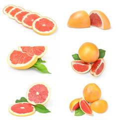 Group of grapefruit isolated on a white background with clipping path