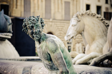 Bronze statue of a satyr,Neptune Fountain detail