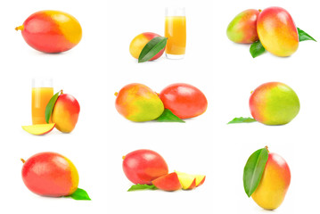 Collection of red mango on a isolated white background