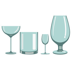 Glasses for alcoholic beverages .Different types of wine glasses for alcoholic beverages