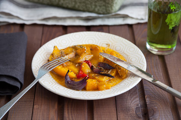 Baked pumpkin with vegetables