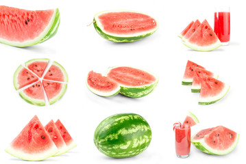 Group of Fresh watermelon isolated on a white background cutout