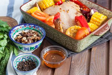 Chicken meat with vegetables