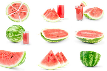 Collage of Watermelon isolated on a white background cutout