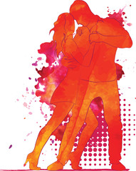 Plakat Silhouette of a dancing couple.