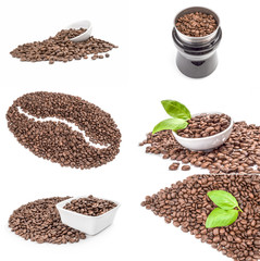 Collage of coffee isolated on a white background