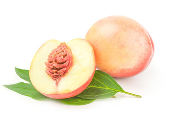 Ripe peaches on a white background. Clipping path