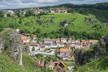 Pottenstein, view from the castle, little Switzerland, Franconia, Bavaria, Germany