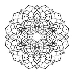 Fototapeta premium Mandala ornament. Round template. Decorative element can be used for greeting card, wedding invitation, yoga poster, coloring book.. Doodle emblem.