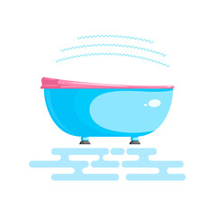 Color vector illustration of a device for hydromassage of feet. Vibration bath for feet hydromassage. Cartoon style