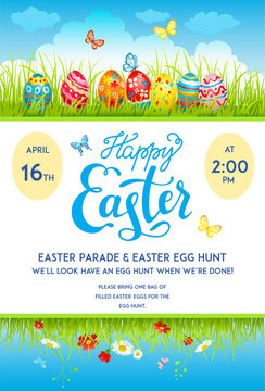 Easter eggs poster template