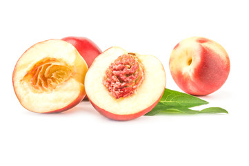 Juicy ripe peaches on a white background. Clipping path