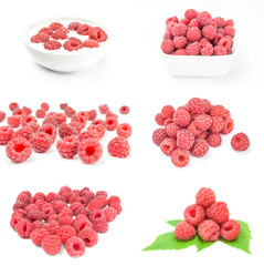 Set of juicy raspberry isolated on a white background cutout