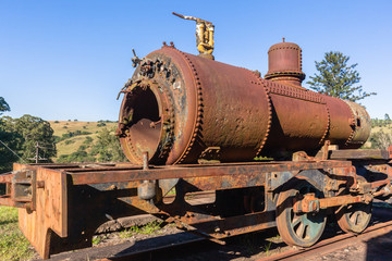 Fototapeta na wymiar Vintage Steam Train Boiler Graveyard Station