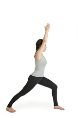 Yoga woman grey Position Varabhadrasana_Variation