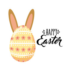 happy easter with eggs icons over white background. colorful design. vector illustration