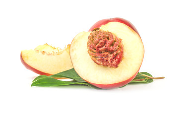 Ripe peaches on a white background. Clipping path