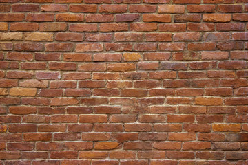 old brickwork, the background wall of red blocks