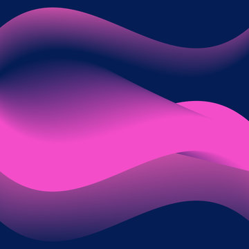 Bright abstract pink wave on dark blue background. Vector illustration.
