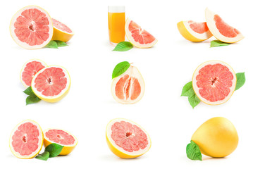 Group of pompelmoes isolated on a white background
