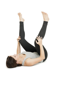 Yoga woman gray_anada balasana_high