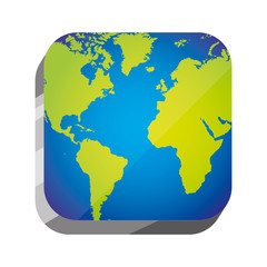 3d button continents map, vector illustration design