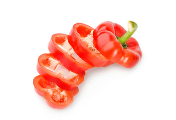 Red bell pepper slice on white background