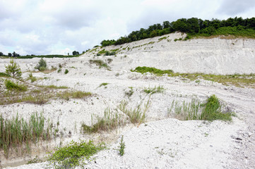 Fototapeta na wymiar view into chalk rock quarry mine