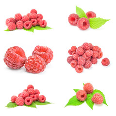 Set of rasp berry on a isolated white background