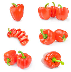 Group of red bell peppers isolated on a white background
