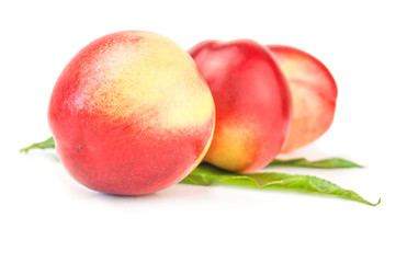 Isolated peaches on a white background. Clipping path