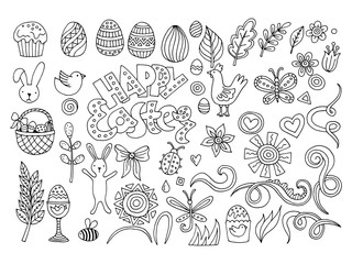 Easter hand drawn vector symbols and objects