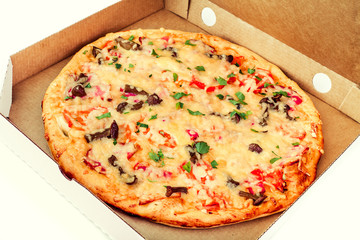 Fresh pizza in the package.