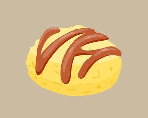 Different cookie homemade breakfast bake cakes isolated and tasty snack biscuit pastry delicious sweet dessert bakery eating vector illustration.